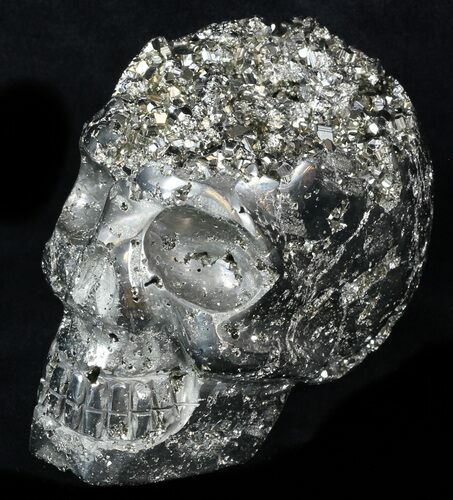 Polished Pyrite Skull With Pyritohedral Crystals #33506